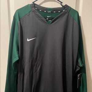 Nike Men's Dark Gray and Green Sweatshirt